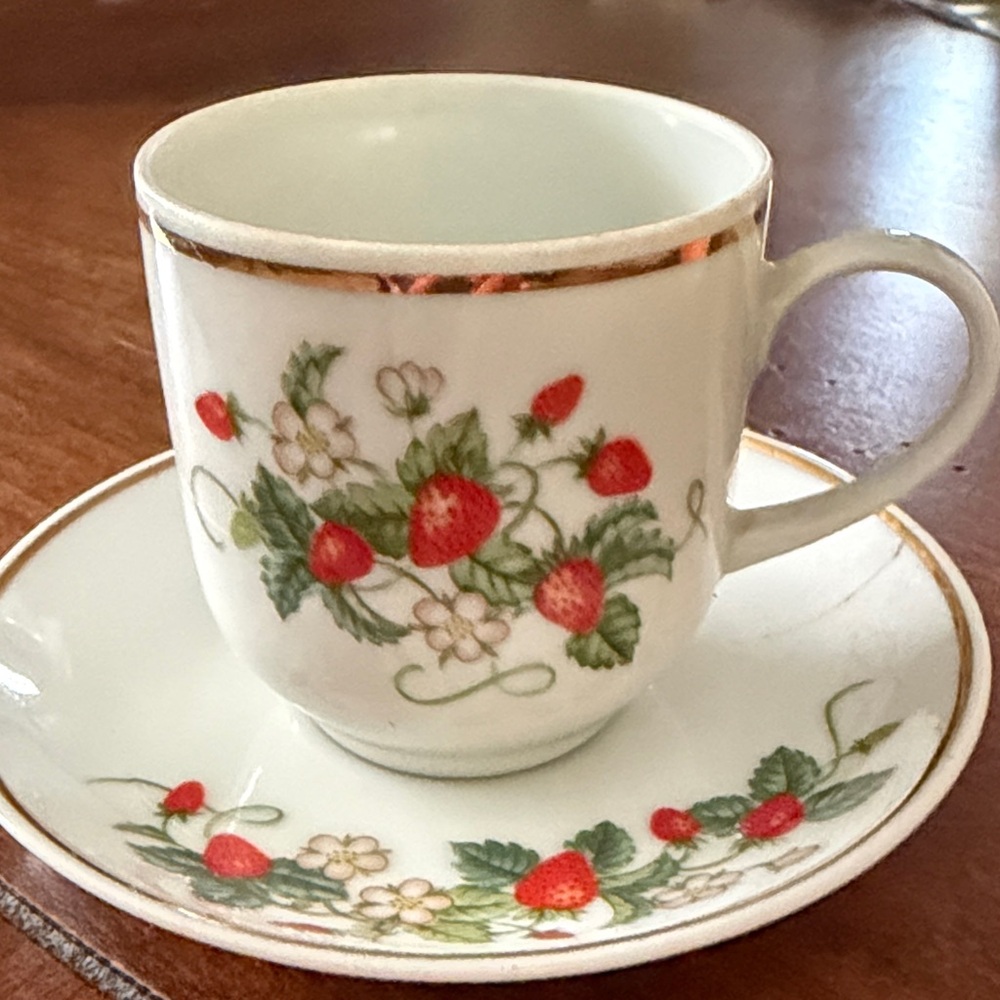 Vintage Avon Strawberry porcelain Mug and Saucer